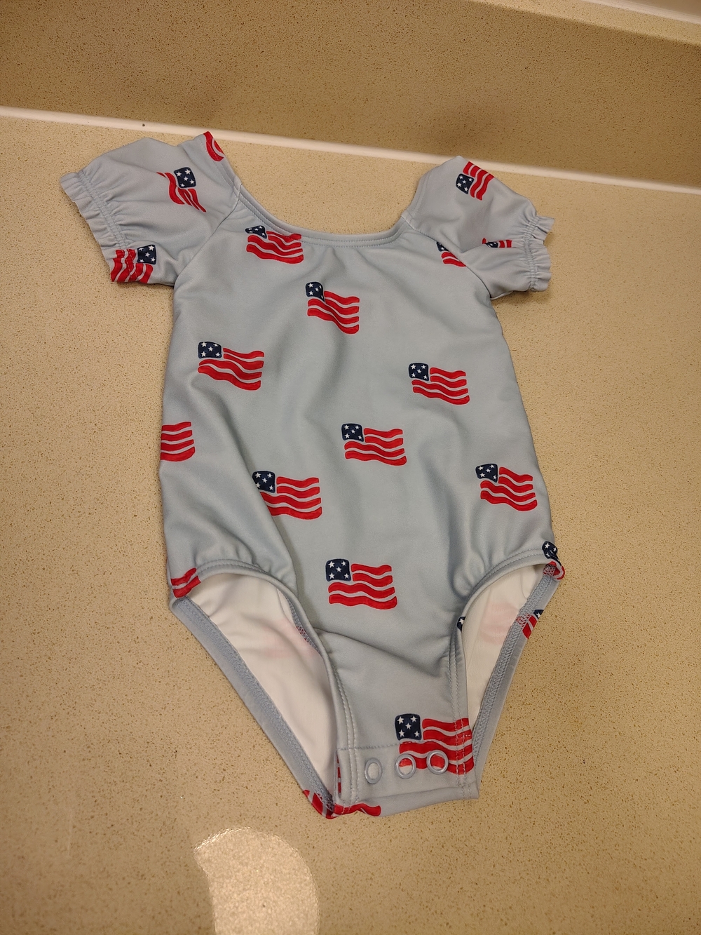 NWOT Cat & Jack Girls Patriotic American Flag Swimsuit Baby Size 9 Months Blue